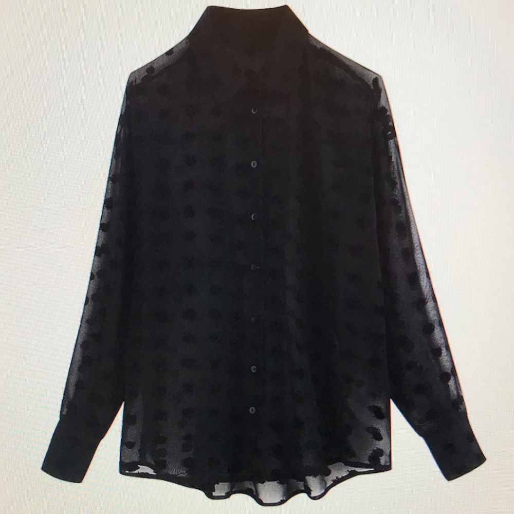 🆕 Sheer Black Polka Dot Blouse 🌸🌸